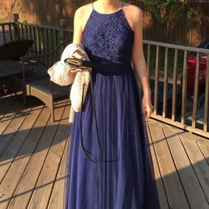 Aidan Mattox Navy Blue Prom Dress